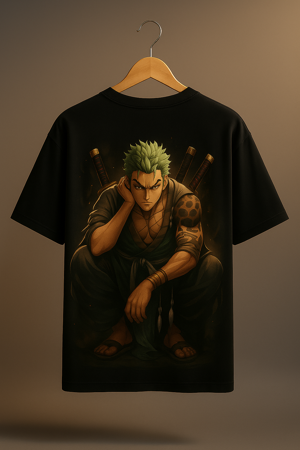 Pirate Hunter Oversized Black Tee – Zoro Edition