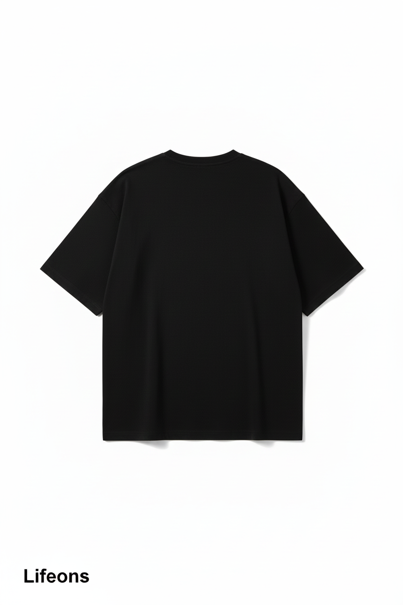 LIFEONS Oversized Black T-Shirt | Premium Streetwear Tee | Minimal Logo Edition