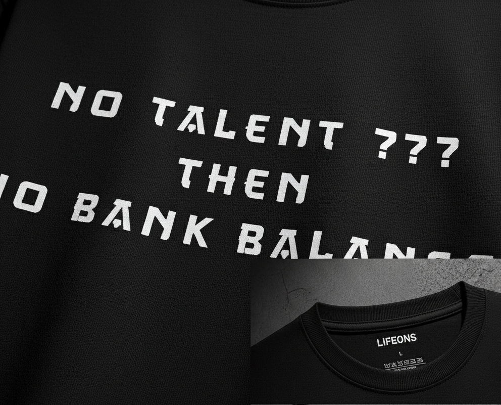 No Talent ??? Then No Bank Balance | Premium Black Statement T-Shirt